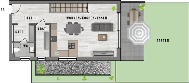 Grundriss-Beispiel mit Garten